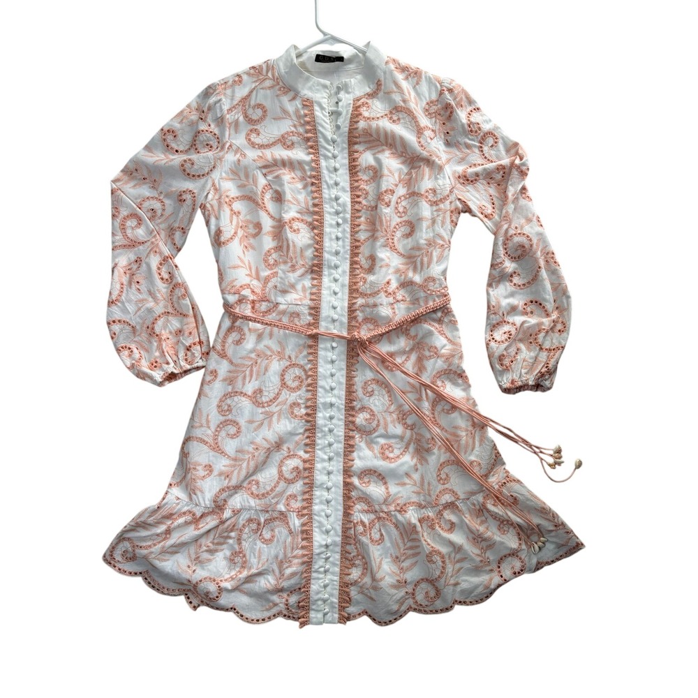 NWT Esther & Co GDS Dress Womens L White Peach Eyelet Embroidered Boho